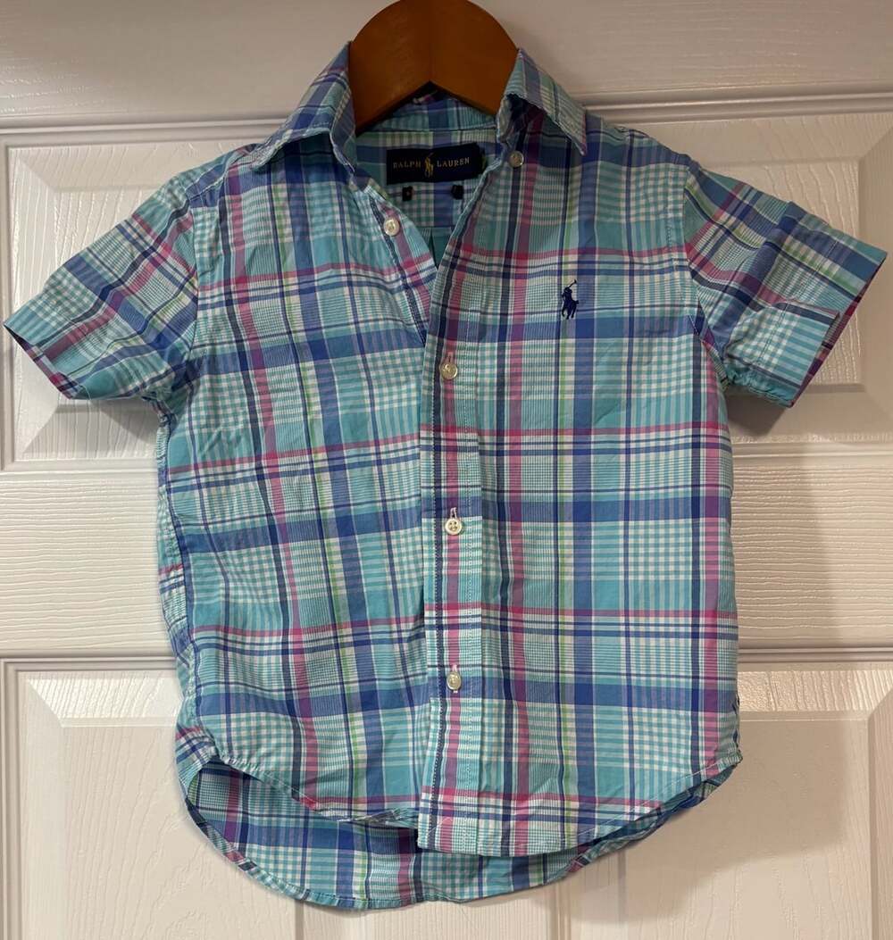 Ralph Lauren Button Down Shirt Size 4 Multi Plaid Short Sleeve